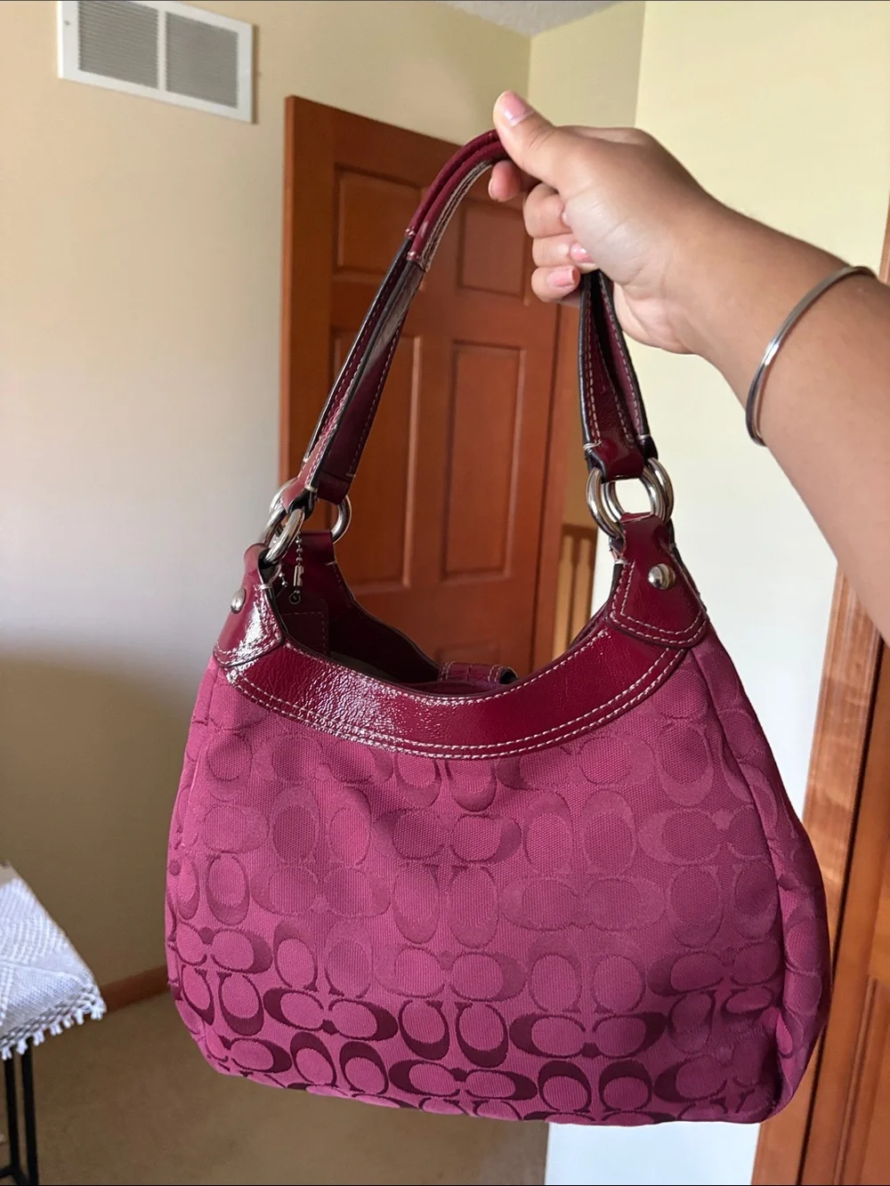 Coach Bordeaux Signature Hobo Bag with Matching Wallet